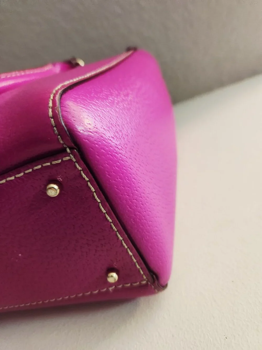 Euc Kate Spade NY Fushia Leather Satchel Handbag Purse